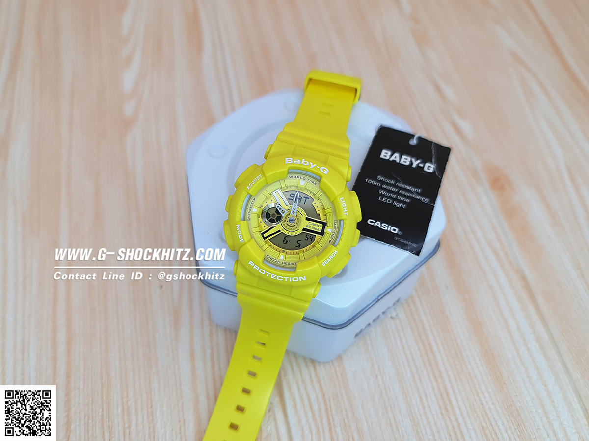 CASIO BABY-G นาฬิกาข้อมือ นาฬิกากันน้ำ นาฬิกาของแท้ ประกันศูนย์ CMG 1 ปี รุ่น BA-110BC-9A นาฬิกาสีเหลือง