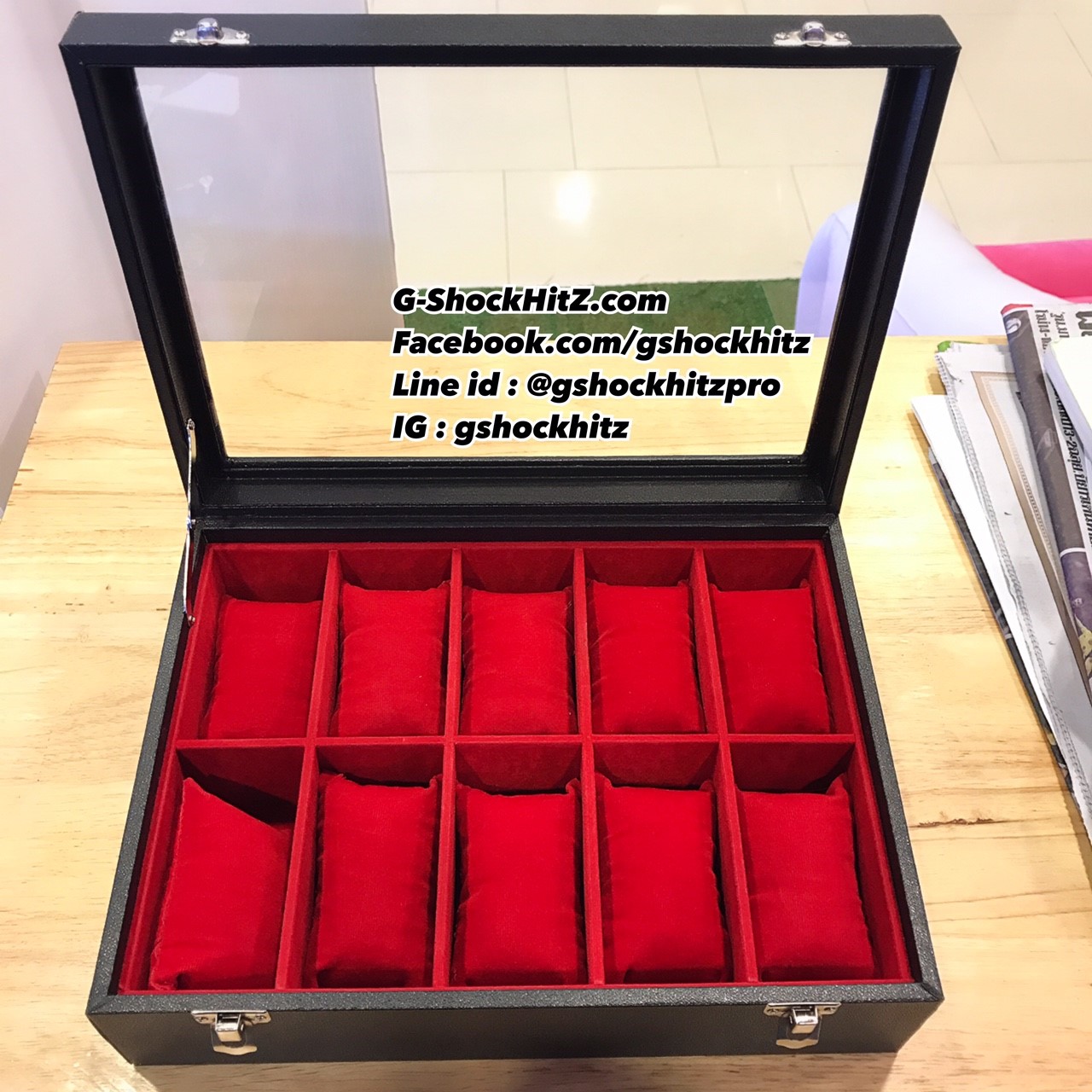 กล่องเก็บนาฬิกา 10 เรือน พร้อมส่ง กล่องนาฬิกา กล่องใส่นาฬิกา สีดำ / สีแดง / สีเทา / สีครีม