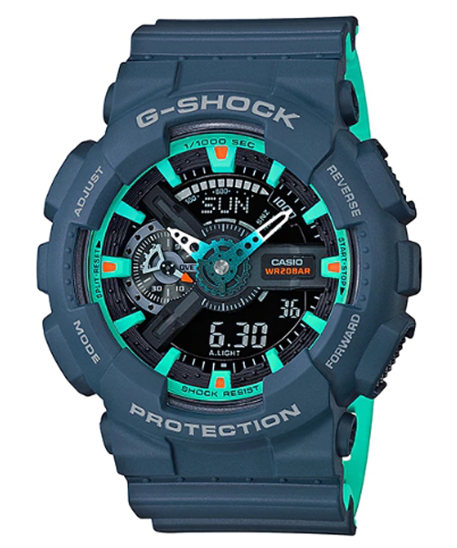 CASIO G-SHOCK นาฬิกาข้อมือ นาฬิกากันน้ำ นาฬิกาของแท้ ประกันศูนย์ CMG 1 ปี รุ่น GA-110CC-2A นาฬิกาสีเขียว