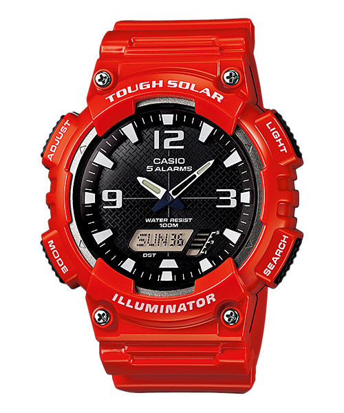 CASIO นาฬิกาคาสิโอ นาฬิกาข้อมือ นาฬิกากันน้ำ นาฬิกาของแท้ ประกันศูนย์ CMG 1 ปี รุ่น AQ-S810WC-4A นาฬิกาสีแดง