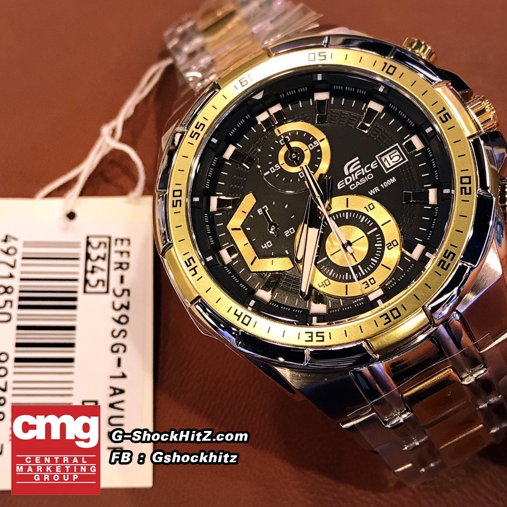 CASIO EDIFICE นาฬิกาข้อมือ นาฬิกากันน้ำ นาฬิกาของแท้ ประกันศูนย์ CMG 1 ปี รุ่น EFR-539SG-1A นาฬิกาสีเงิน