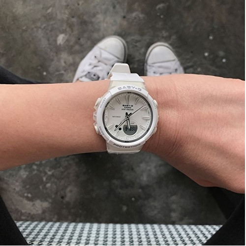 CASIO BABY-G นาฬิกาข้อมือ นาฬิกากันน้ำ นาฬิกาของแท้ ประกันศูนย์ CMG 1 ปี รุ่น BGS-100GS-7A นาฬิกาสีขาว