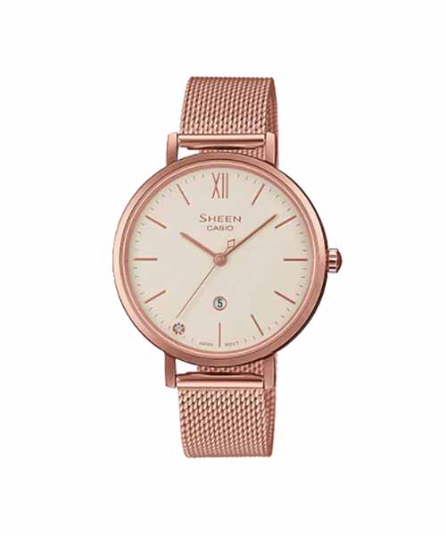 CASIO SHEEN นาฬิกาข้อมือ นาฬิกากันน้ำ นาฬิกาของแท้ ประกันศูนย์ CMG 1 ปี รุ่น SHE-4539CGM-4A นาฬิกาสีน้ำตาล