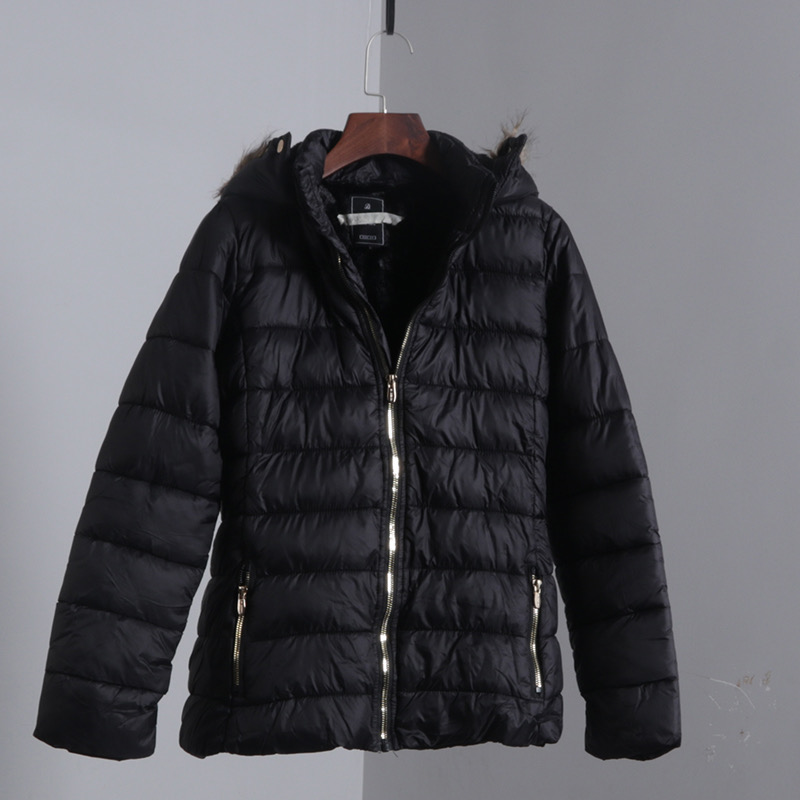 D by design เสื้อกันหนาว เสื้อฮู้ดเฟอร์ บุนวมอุ่น แบรนด์ D by design (padded puffer ดำ