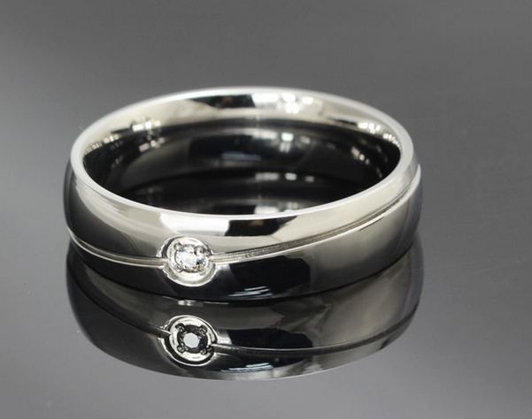 แหวน Stainless Steel แหวนเงิน แหวนทอง แหวนสีดำ แหวนเกลี้ยง ดีไซน์ ฝังเพชร CZ ตรงกลาง 1 เม็ด สวยหรู มีดีไซน์ แหวนผู้ชาย ผู้หญิง ใส่ได้ 241600