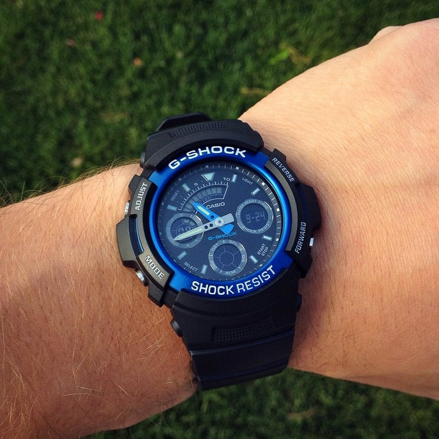 CASIO G-SHOCK นาฬิกาข้อมือ นาฬิกากันน้ำ นาฬิกาของแท้ ประกันศูนย์ CMG 1 ปี รุ่น AW-591-2A นาฬิกาสีดำ