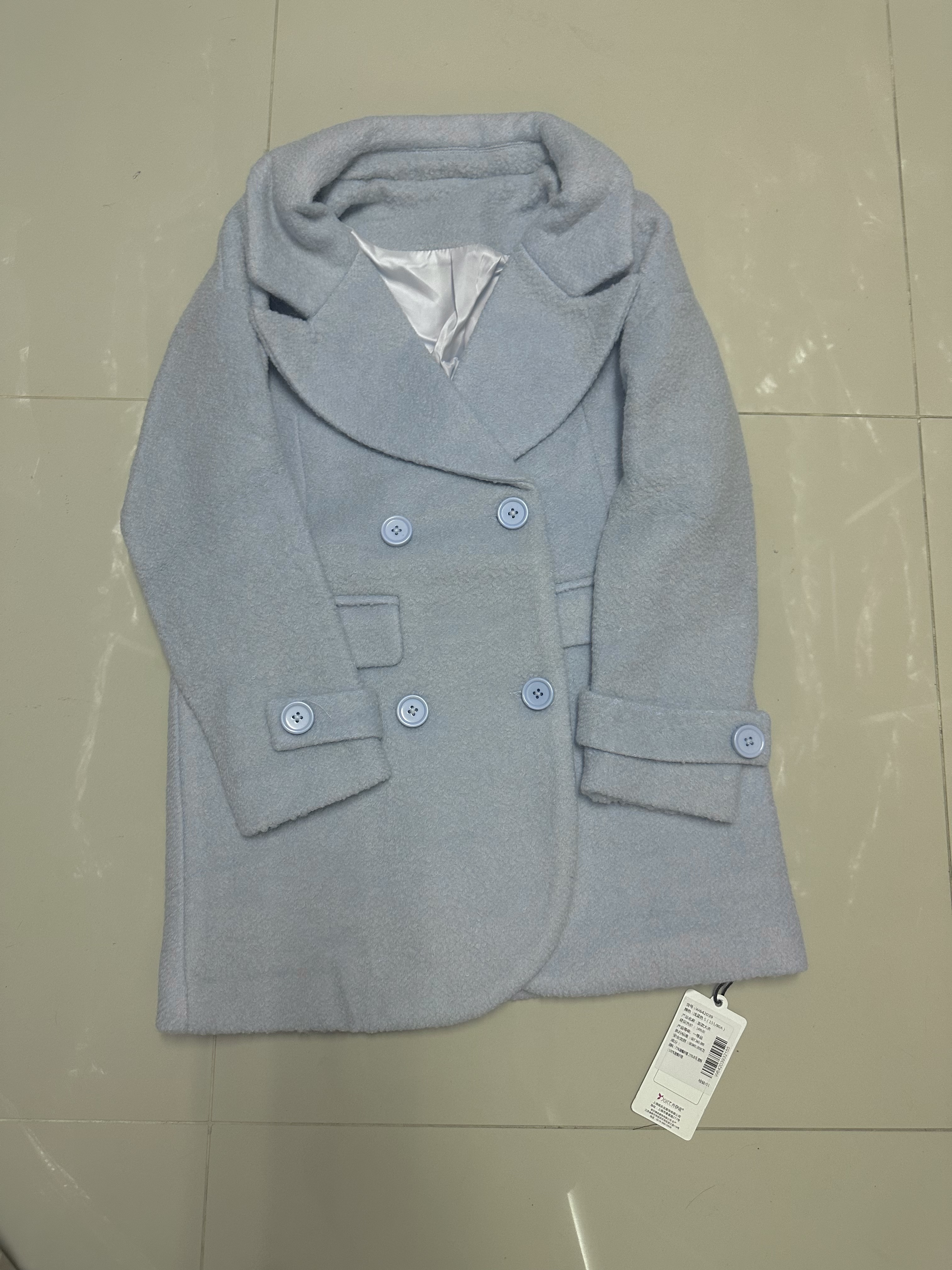 Ozoc เสื้อโค้ท เสื้อกันหนาว เนื้อผ้าสักหลาดวูล สีฟ้าอ่อนพาสเทล แบรนด์ joice