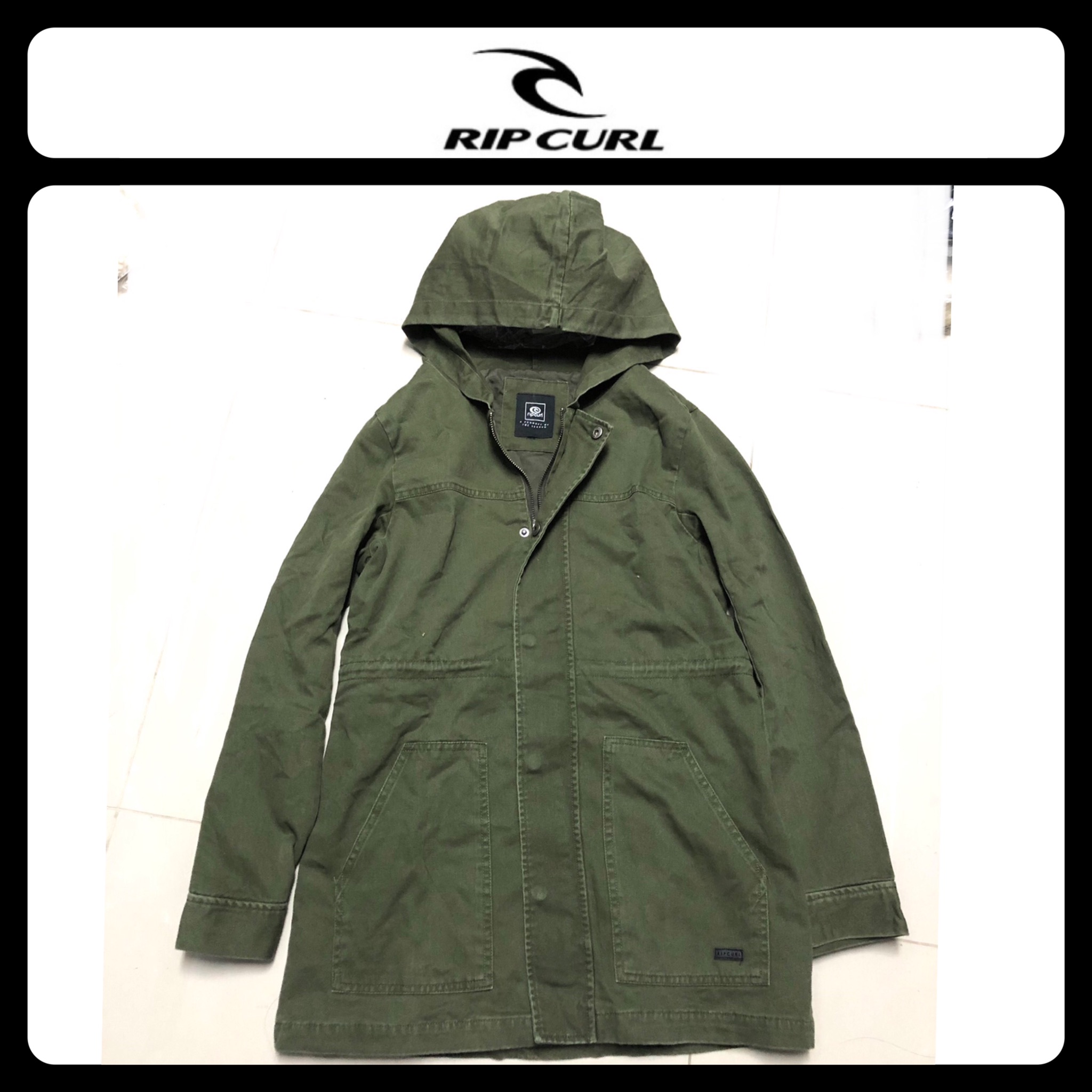 Ripcurl เสื้อนอกเขียวทหาร เสื้อแจ็คเก็ต แนวทหาร แบรนด์ Ripcurl เขียว