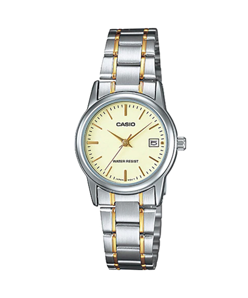 CASIO นาฬิกาคาสิโอ นาฬิกาข้อมือ นาฬิกากันน้ำ นาฬิกาของแท้ ประกันศูนย์ CMG 1 ปี รุ่น LTP-V002SG-9A นาฬิกาสีเงิน