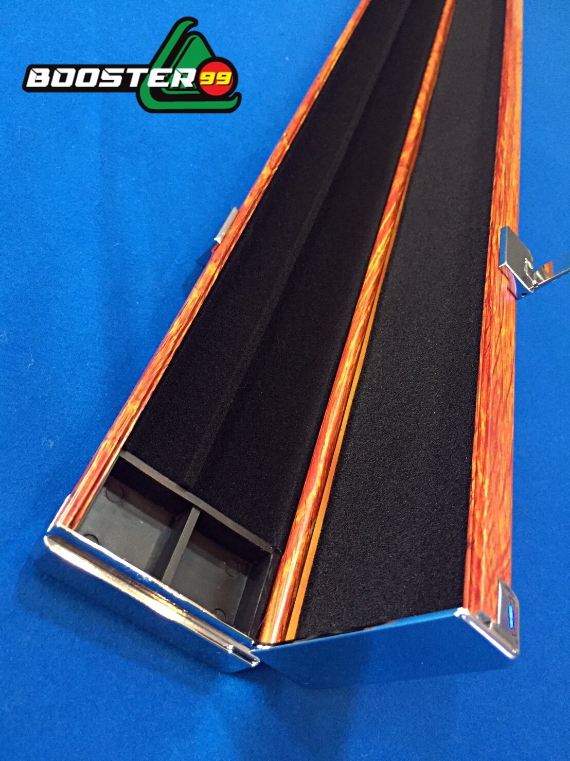 กล่อง ไม้คิว ท่อนเดียว 2ช่อง อลูมิเนียม คุณภาพ 3A หัวหุ่ม โครเมี่ยม *เปิด/ปิด ไม่มีเสียง (ราคาต่อ 1 ใบ)