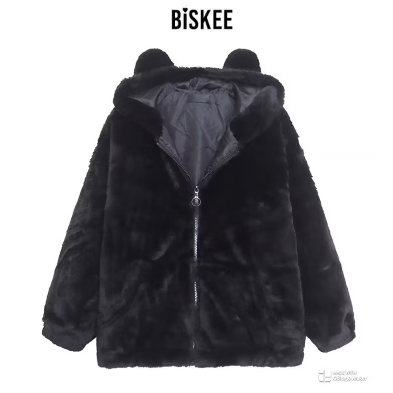 Brich&Stone เสื้อฮู้ดขนเฟอร์ กันหนาว แต่งหู เสื้อขนเฟอร์ แบรนด์ BISKEE เนื้อขนนุ่มละเอียด นิ่มมากค่ะแบรนด์ สำเนา สำเนา สำเนา สำเนา สำเนา ลายเสือ