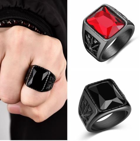 แหวนผู้ชาย แหวน สีดำ แบบเท่ ๆ แหวนสแตนเลสแท้ Black stone แหวนผู้ชาย วงใหญ่ แบบหน้ากว้าง 566497