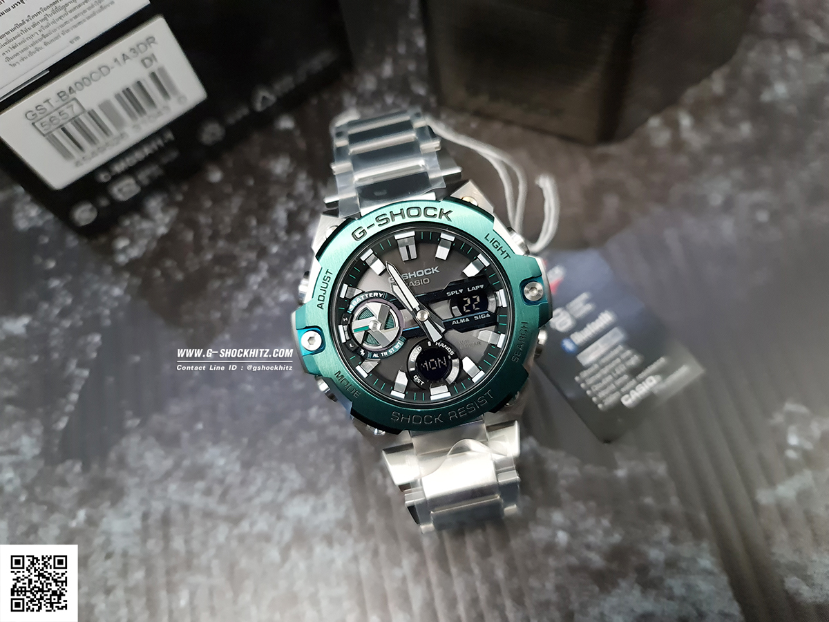 CASIO G-SHOCK นาฬิกาข้อมือ นาฬิกากันน้ำ นาฬิกาของแท้ ประกันศูนย์ CMG 1 ปี รุ่น GST-B400CD-1A3 นาฬิกาสีเงิน