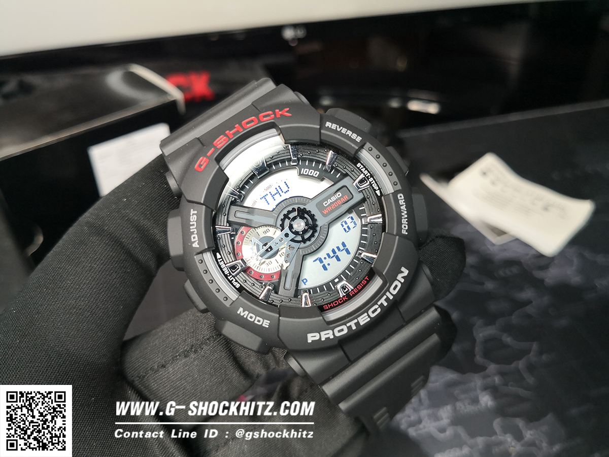 CASIO G-SHOCK นาฬิกาข้อมือ นาฬิกากันน้ำ นาฬิกาของแท้ ประกันศูนย์ CMG 1 ปี รุ่น GA-110-1A นาฬิกาสีดำ