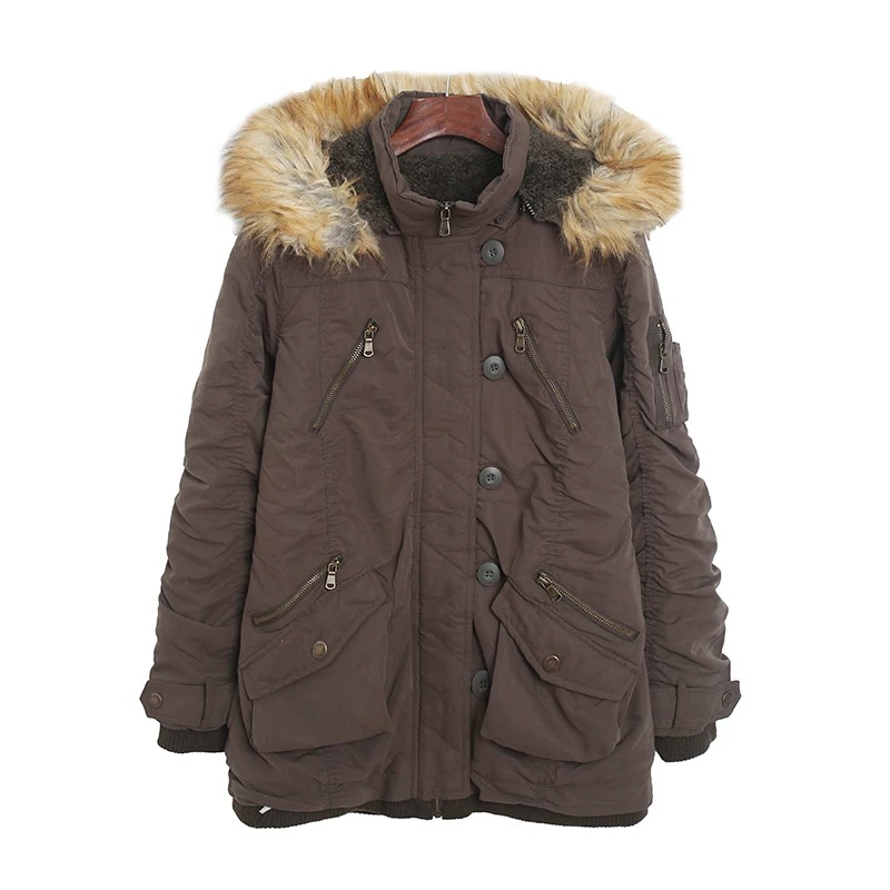 Sureve เสื้อโค้ทฮู้ดกันหนาว เสื้อปาร์กา parka แต่งเฟอร์ แบรนด์ SUREVE (3L) WY959สำเนา น้ำตาล