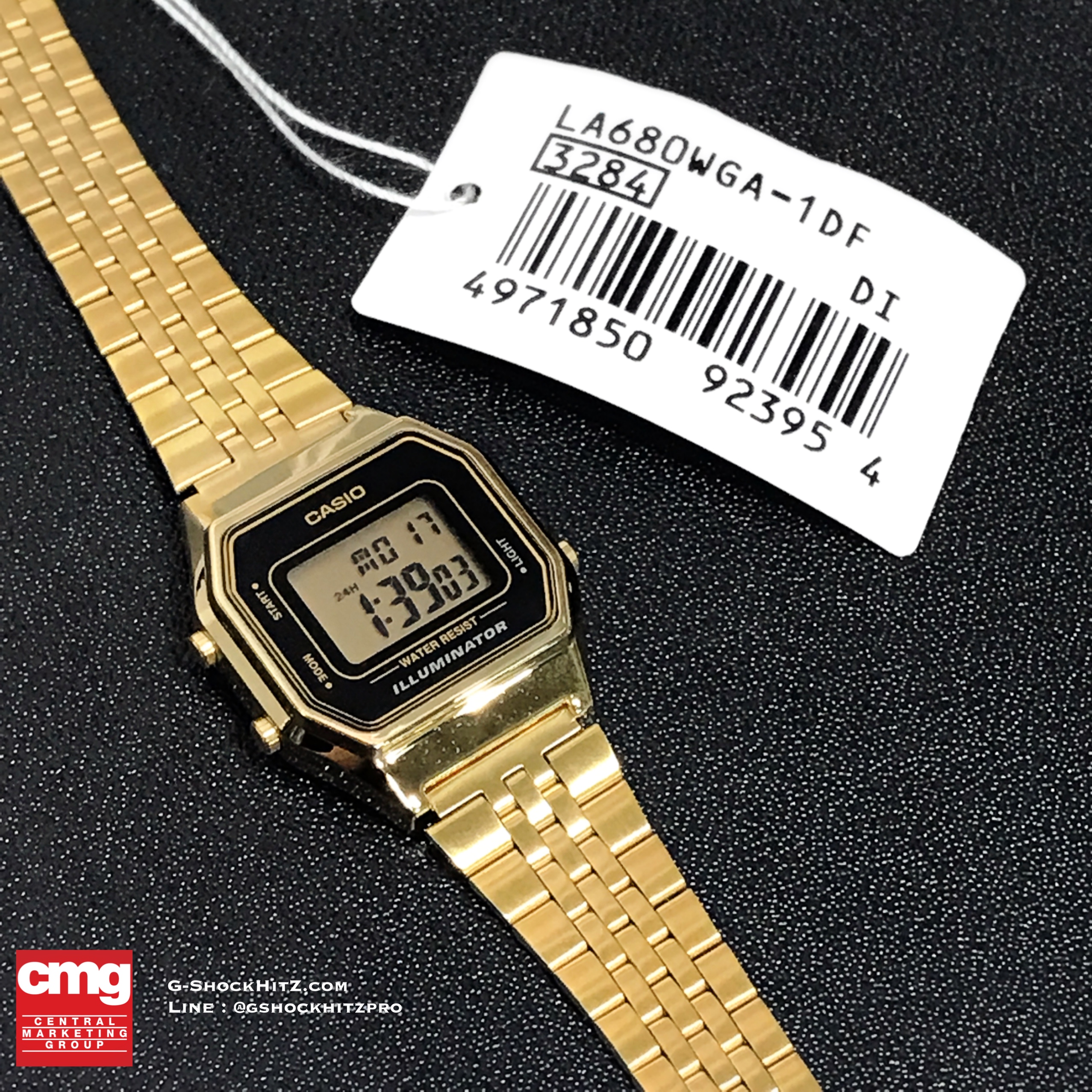 CASIO นาฬิกาคาสิโอ นาฬิกาข้อมือ นาฬิกากันน้ำ นาฬิกาของแท้ ประกันศูนย์ CMG 1 ปี รุ่น LA680WGA-1D นาฬิกาสีทอง