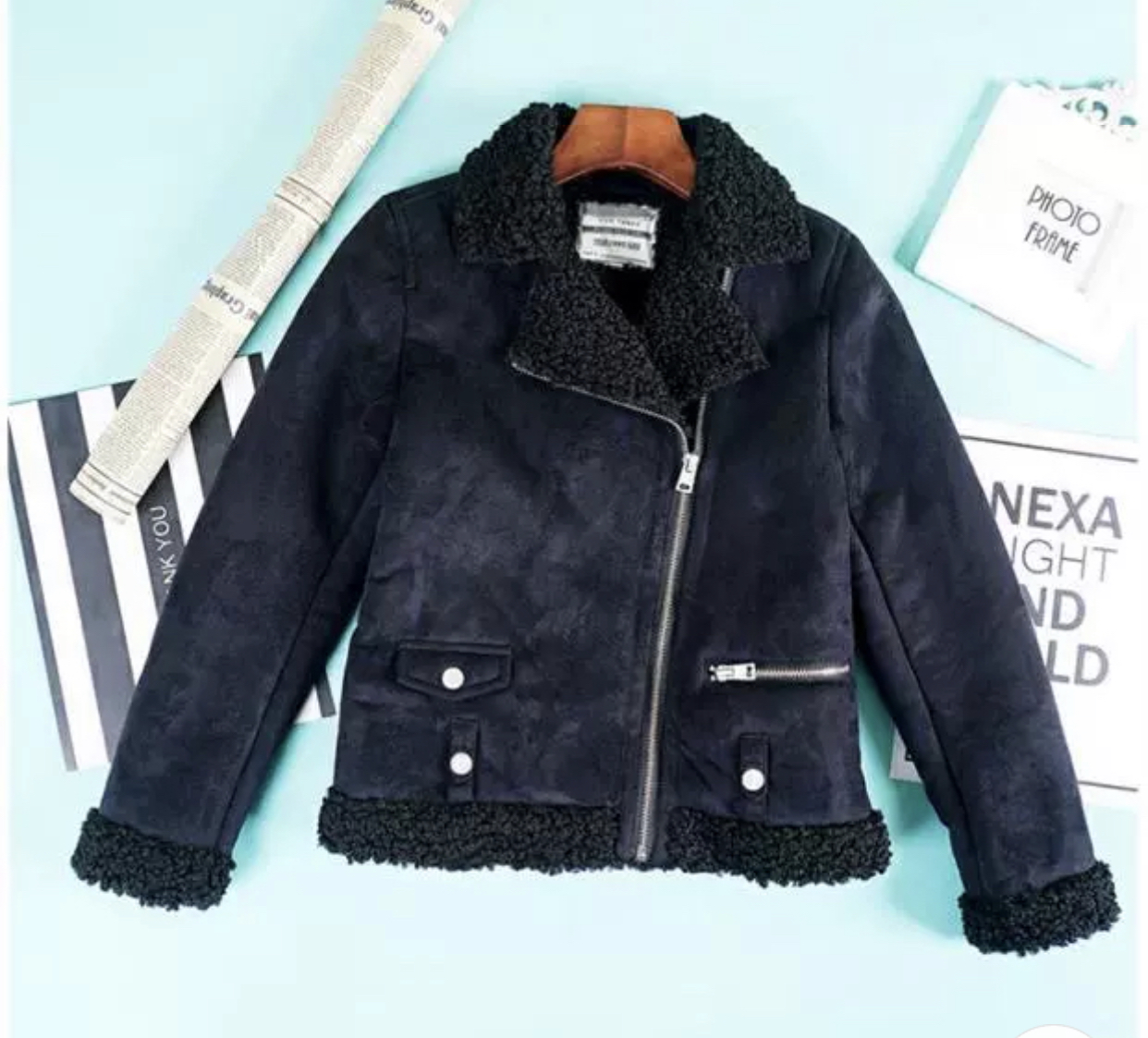 เสื้อโค้ท กันหนาว Pea coat หนังกลับ สีดำ REVIEW ดำ