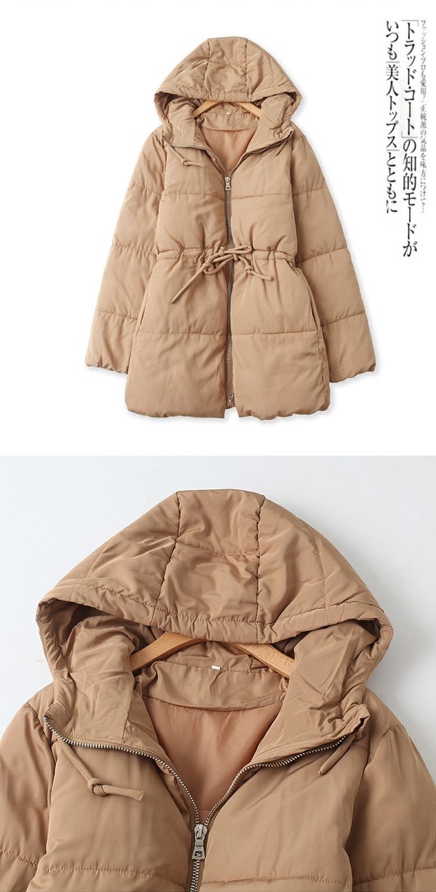 เสื้อกันหนาว เสื้อฮู้ดเฟอร์ บุนวมอุ่น สีนู้ดส้ม แบรนด์ Cranberry jeans (padded puffer coat สำเนา
