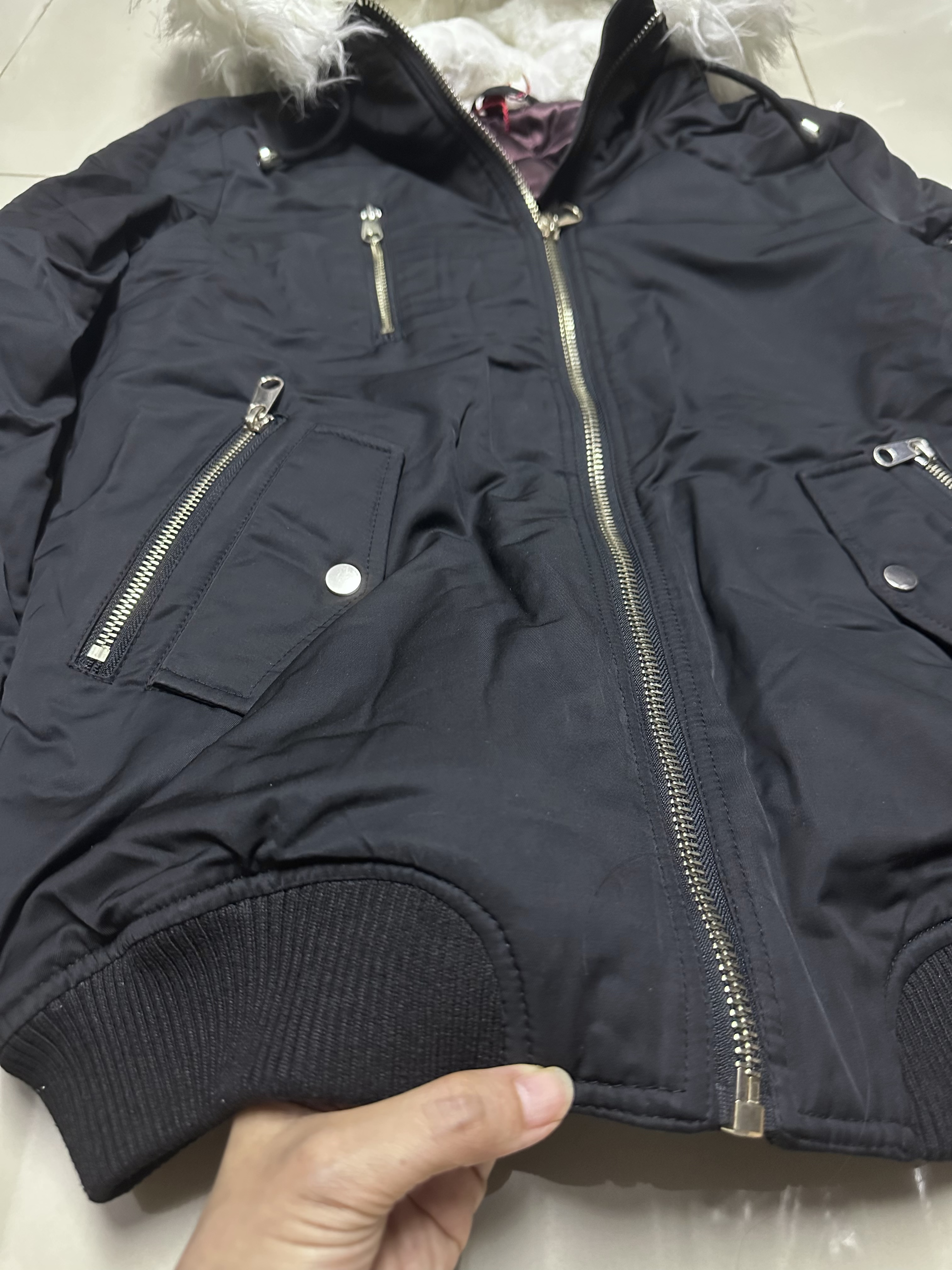 Ambiance เสื้อกันหนาว เสื้อฮู้ดเฟอร์ บุนวมอุ่น แบรนด์ F&F AMBIANCE (padded puffer สำเนา สำเนา สำเนา ดำ