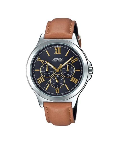 CASIO นาฬิกาคาสิโอ นาฬิกาข้อมือ นาฬิกากันน้ำ นาฬิกาของแท้ ประกันศูนย์ CMG 1 ปี รุ่น MTP-V300L-1A3 นาฬิกาสีน้ำตาล
