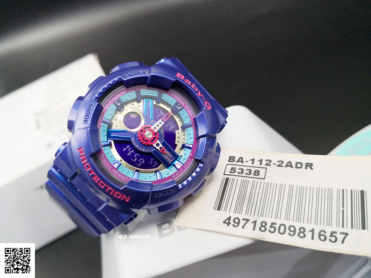 CASIO BABY-G นาฬิกาข้อมือ นาฬิกากันน้ำ นาฬิกาของแท้ ประกันศูนย์ CMG 1 ปี รุ่น BA-112-2A นาฬิกาสีน้ำเงิน
