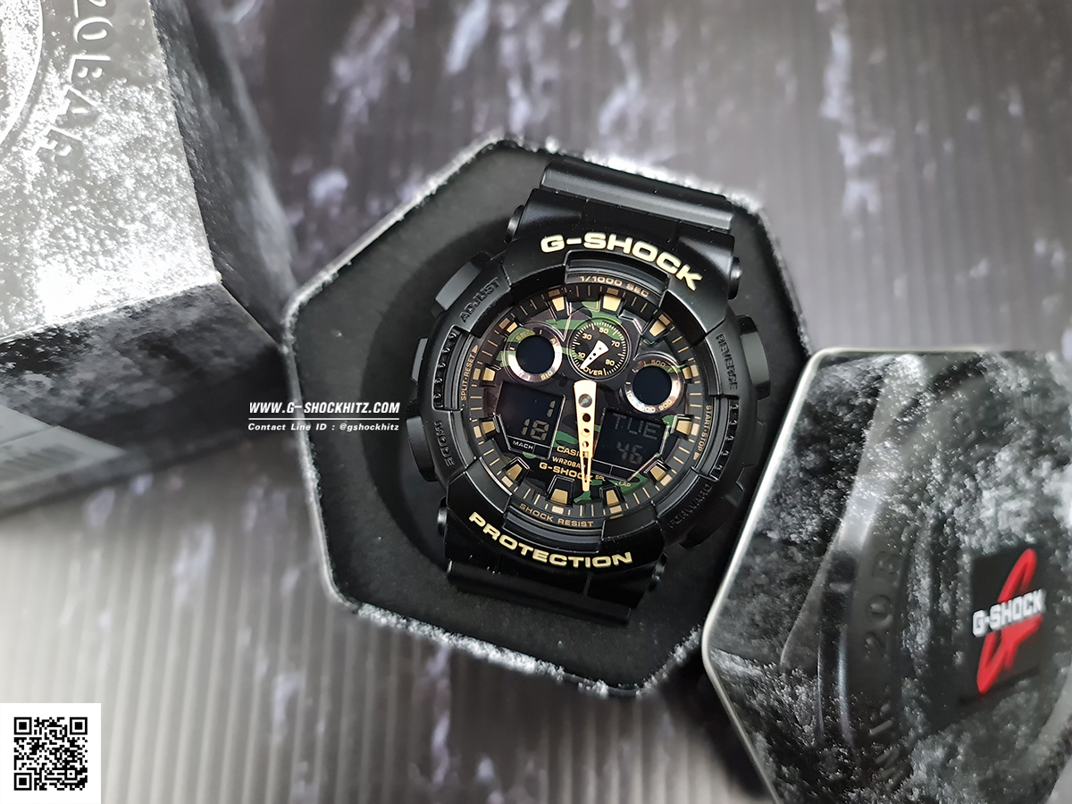 CASIO G-SHOCK นาฬิกาข้อมือ นาฬิกากันน้ำ นาฬิกาของแท้ ประกันศูนย์ CMG 1 ปี รุ่น GA-100CF-1A9 นาฬิกาสีดำ