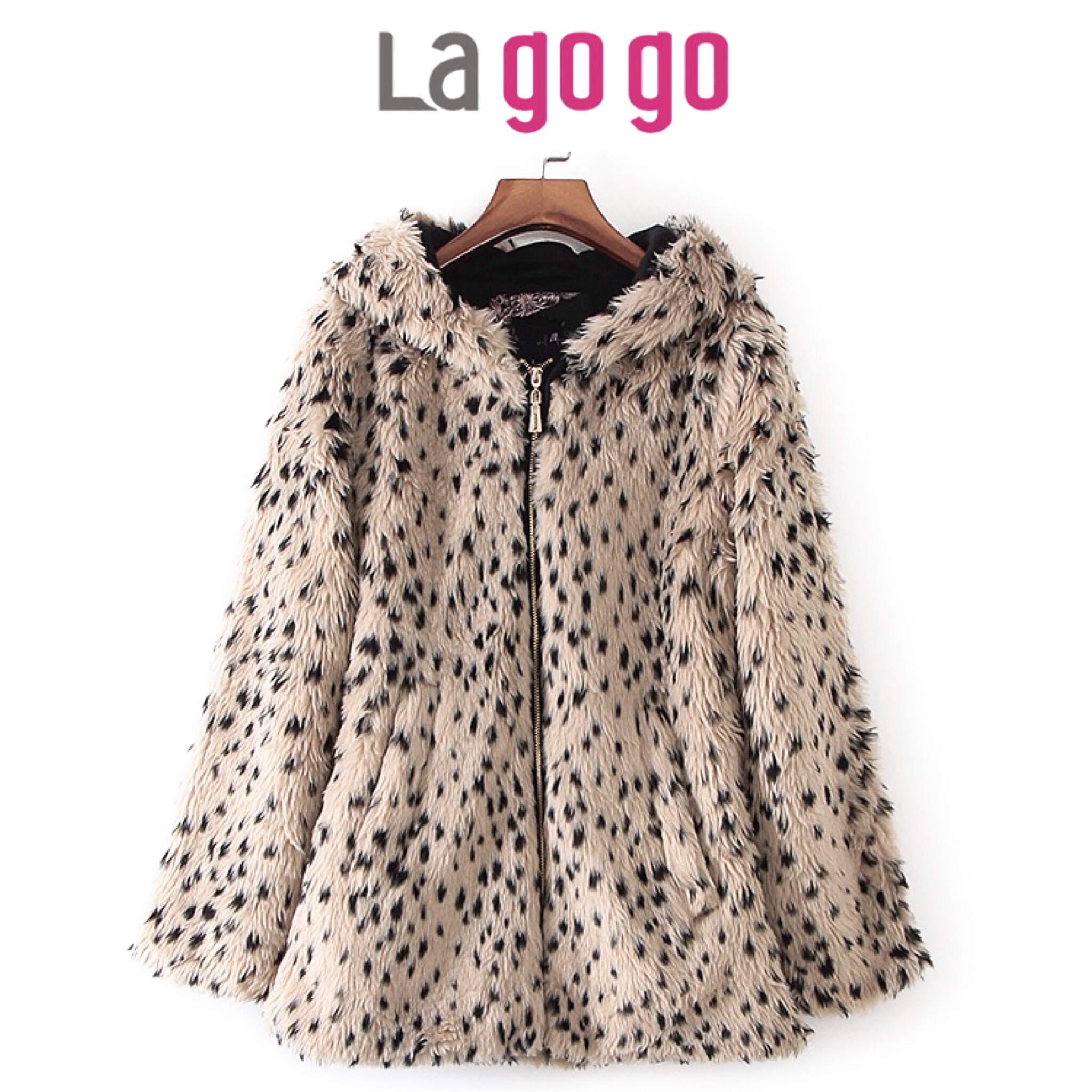 Lagogo เสื้อกันหนาว เสื้อโค้ท แต่งขน ลายเสือ เสื้อขน เสื้อคลุม แบรนด์เนม La Go Go แท้100%สวยหรู ลายเสือ