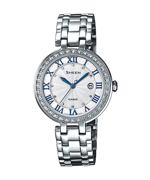 CASIO SHEEN นาฬิกาข้อมือ นาฬิกากันน้ำ นาฬิกาของแท้ ประกันศูนย์ CMG 1 ปี รุ่น SHE-4034D-7A นาฬิกาสีเงิน