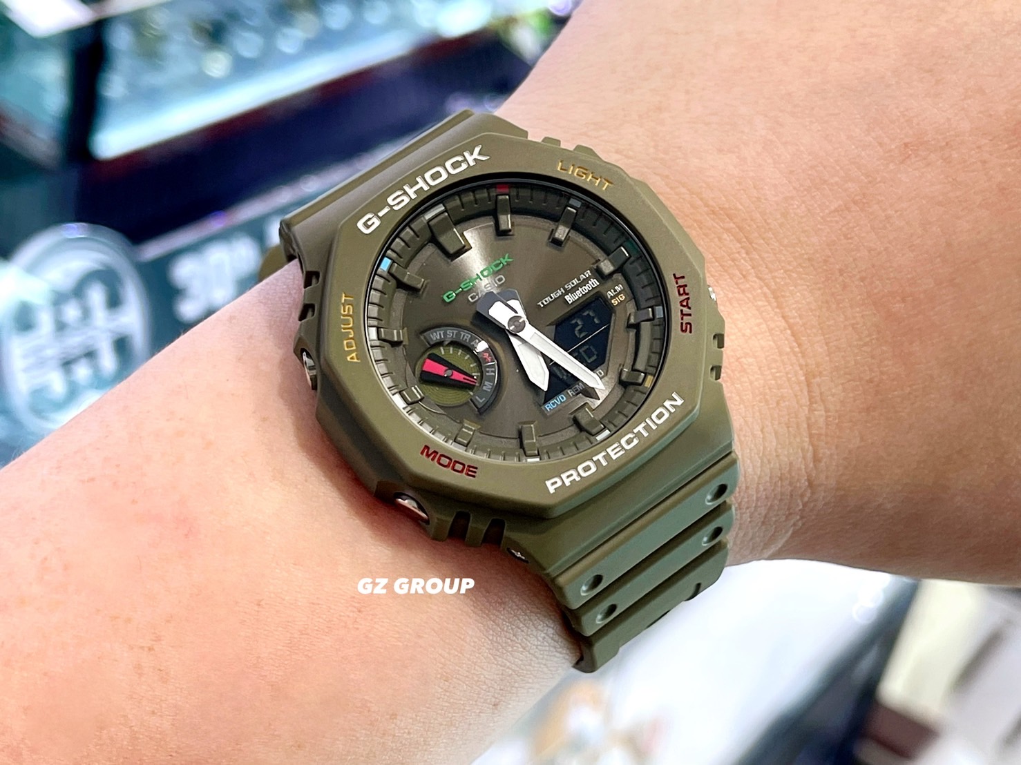 CASIO MID YEAR SALE G-SHOCK นาฬิกาข้อมือ นาฬิกากันน้ำ นาฬิกาของแท้ ประกันศูนย์ CMG 1 ปี รุ่น GA-B2100FC-3A นาฬิกาสีเขียว