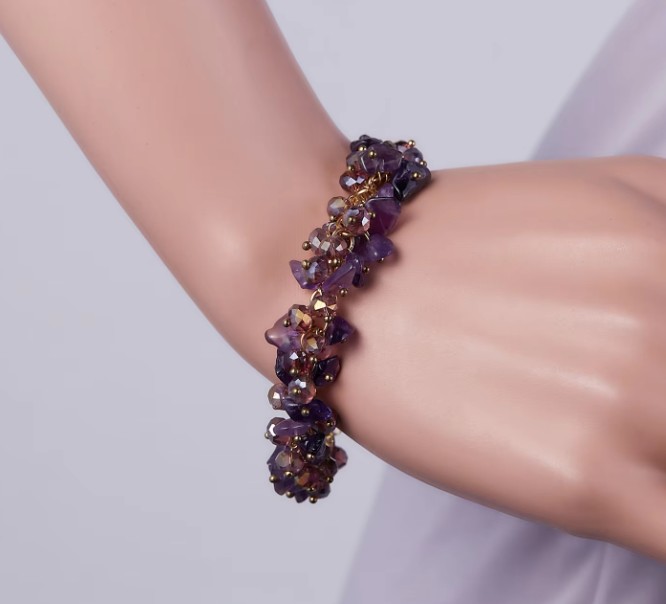 สร้อยข้อมือผู้หญิง หินธรรมชาติ ผสมผสาน กับ คริสตรัลแท้ อย่างสวยงาม สร้อยข้อมือหินแท้ ใส่เที่ยว เสริมพลัง 773218