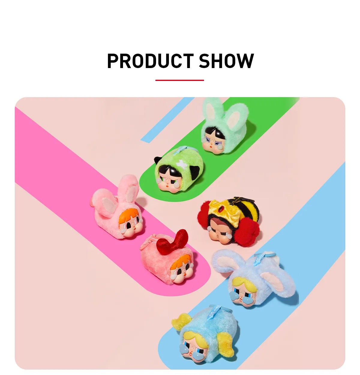 POPMART CRYBABY × Powerpuff Girls Series-Vinyl Face Plush Blind Box พวงกุญแจCRYBABY พวงกุญแจPOWERPUFFGIRLS