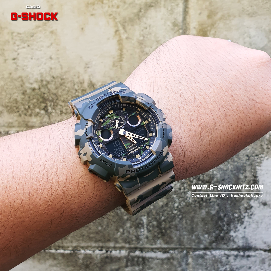 CASIO G-SHOCK นาฬิกาข้อมือ นาฬิกากันน้ำ นาฬิกาของแท้ ประกันศูนย์ CMG 1 ปี รุ่น GA-100CM-5A นาฬิกาสีน้้ำตาล