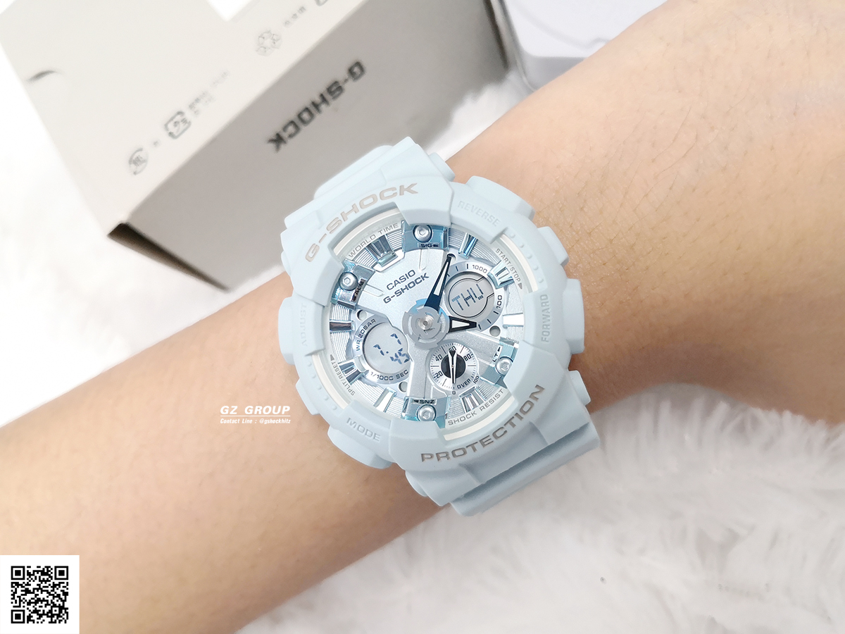 CASIO G-SHOCK นาฬิกาข้อมือ นาฬิกากันน้ำ นาฬิกาของแท้ ประกันศูนย์ CMG 1 ปี รุ่น GMA-S120DP-2A นาฬิกาสีฟ้้้า