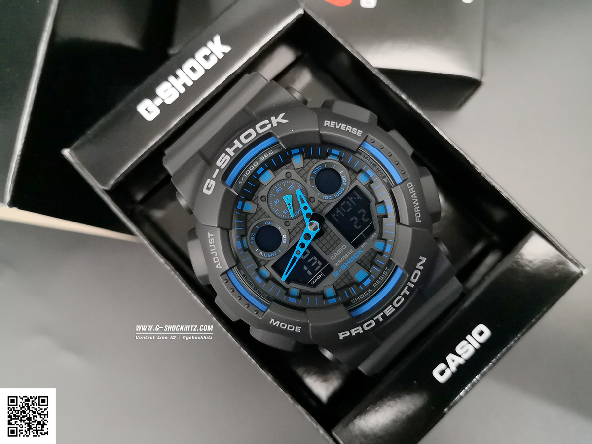 CASIO G-SHOCK นาฬิกาข้อมือ นาฬิกากันน้ำ นาฬิกาของแท้ ประกันศูนย์ CMG 1 ปี รุ่น GA-100-1A2 นาฬิกาสีดำ