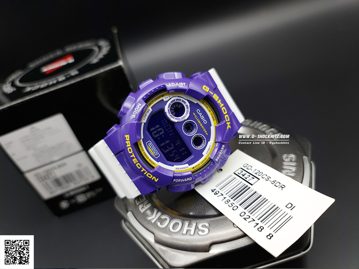 CASIO MID YEAR SALE G-SHOCK พร้อมส่ง นาฬิกาข้อมือ นาฬิกากันน้ำ นาฬิกาของแท้ ประกันศูนย์ CMG 1 ปี รุ่น GD-120CS-6 นาฬิกาสีม่วง