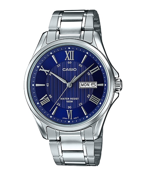 CASIO นาฬิกาคาสิโอ นาฬิกาข้อมือ นาฬิกากันน้ำ นาฬิกาของแท้ ประกันศูนย์ CMG 1 ปี รุ่น MTP-1384D-2A นาฬิกาสีเงิน