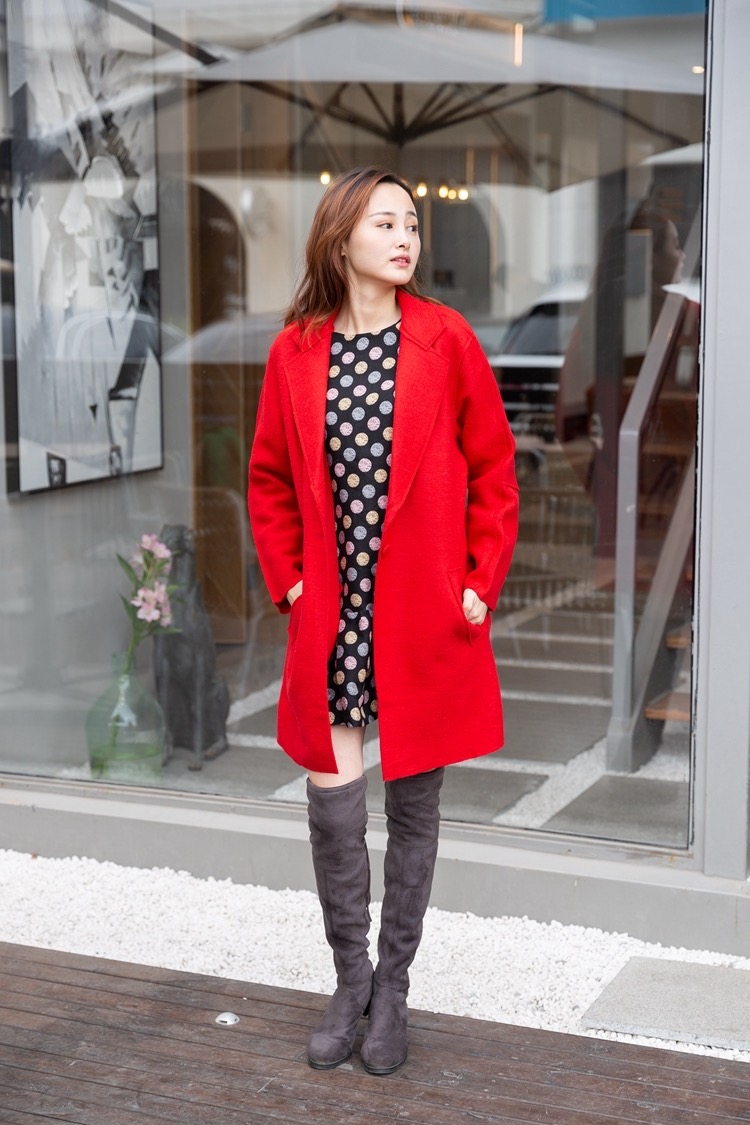 เสื้อโค้ท peacoat เสื้อโค้ทเฟอร์ โค้ทสีแแดง แบรนด์ La chapelle