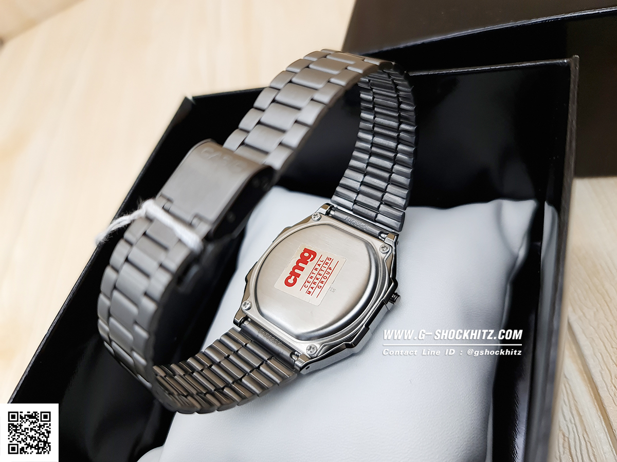 CASIO นาฬิกาคาสิโอ นาฬิกาข้อมือ นาฬิกากันน้ำ นาฬิกาของแท้ ประกันศูนย์ CMG 1 ปี รุ่น A168WGG-1B นาฬิกาสีดำ