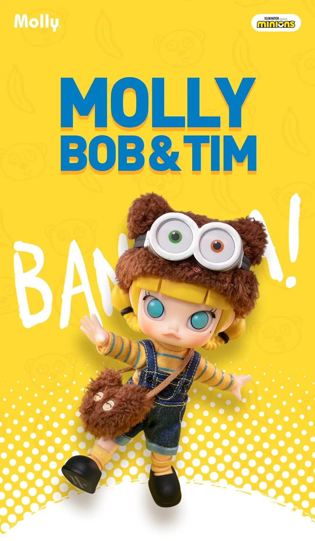 POP MART BJD Molly Bob&Tim Minions สีเหลือง