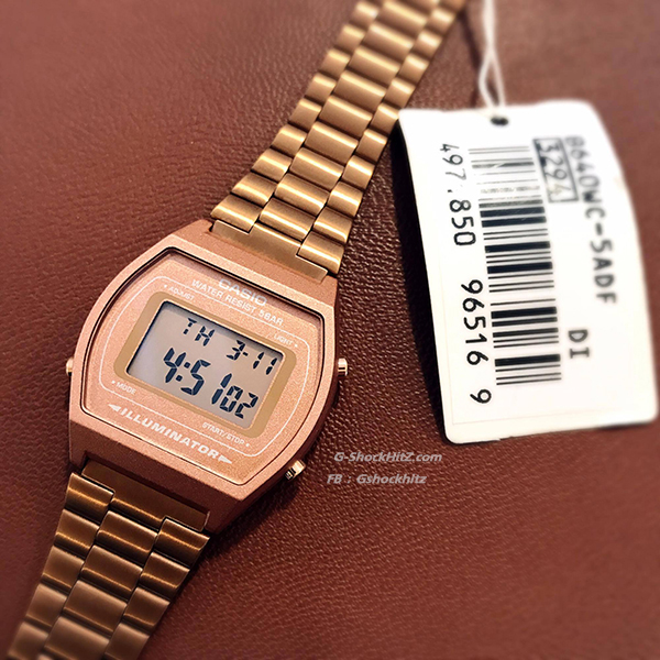 CASIO นาฬิกาคาสิโอ นาฬิกาข้อมือ นาฬิกากันน้ำ นาฬิกาของแท้ ประกันศูนย์ CMG 1 ปี รุ่น B640WC-5A นาฬิกาสีน้ำตาล