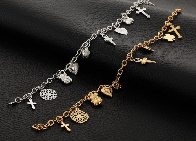 สร้อยข้อมือทอง สร้อยข้อมือ ออกงาน สร้อยข้อมือ ห้อยจี้ แสนสวย ทอง 18 K จี้ สาวนักบัลเล่ย์ ดอกไม้ ติด เพชรคริสตัล ไม้กางเขน หัวใจ ของขวัญ สุดหรู 971309