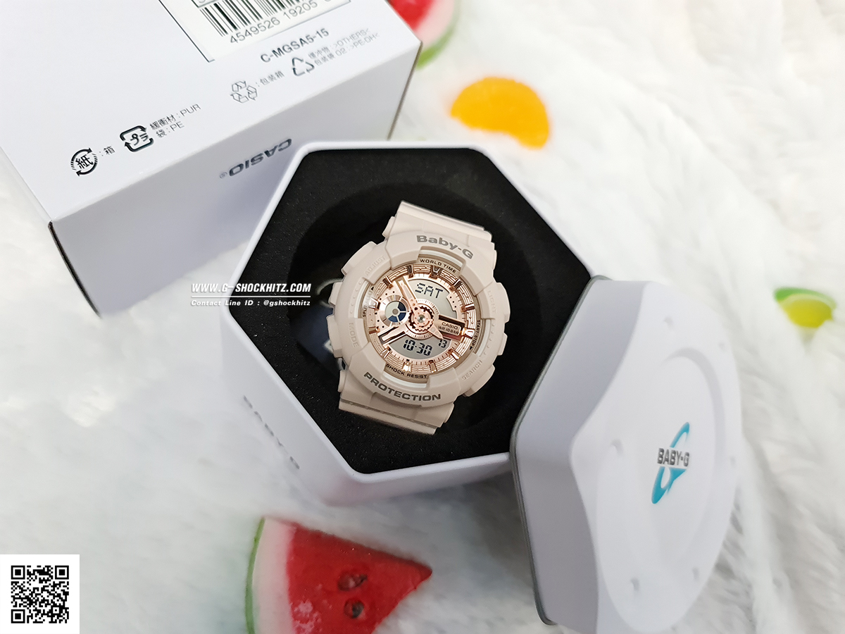 CASIO BABY-G นาฬิกาข้อมือ นาฬิกากันน้ำ นาฬิกาของแท้ ประกันศูนย์ CMG 1 ปี รุ่น BA-110XCP-4A นาฬิกาสีชมพู