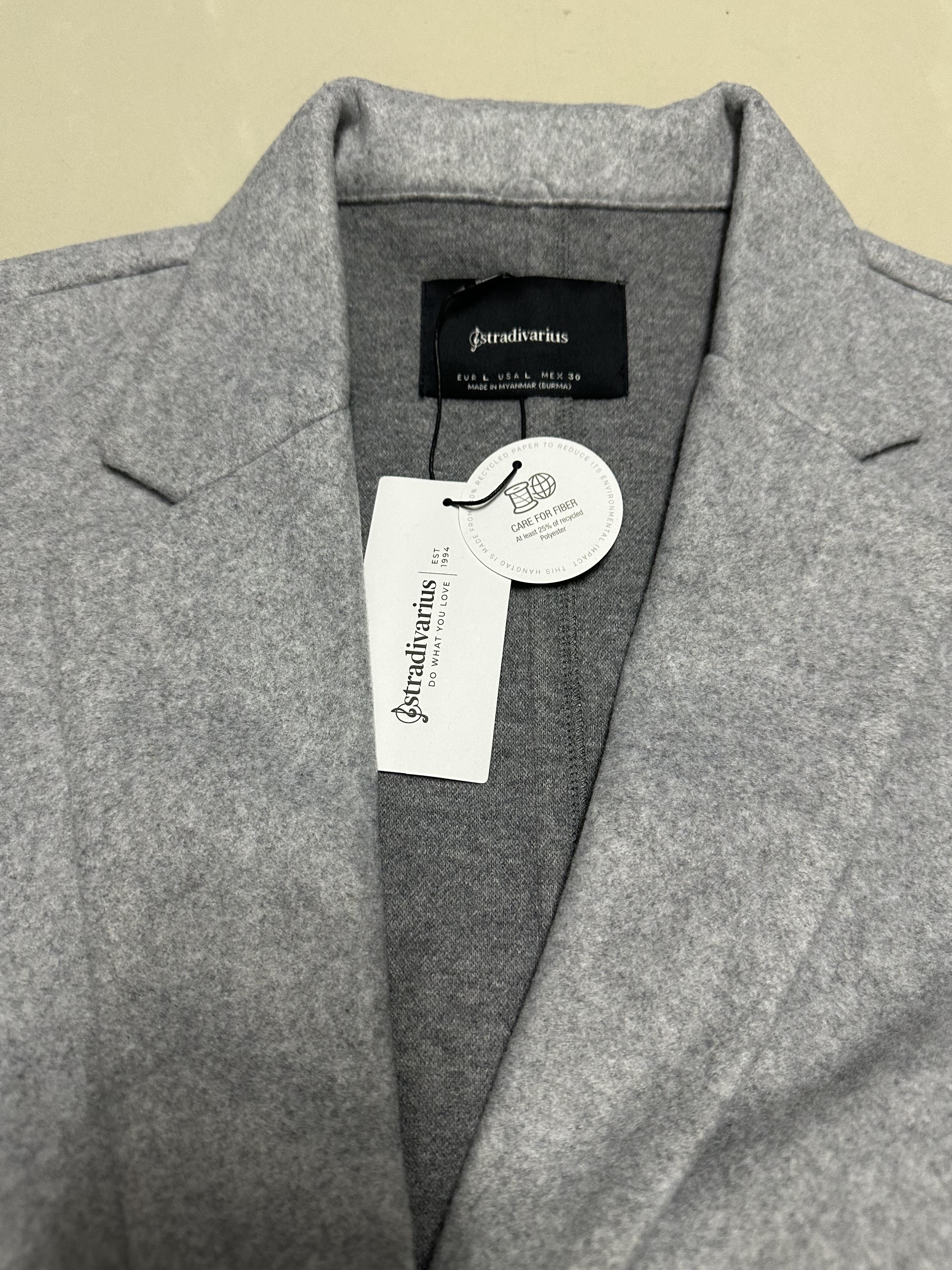 เสื้อโค้ท เสื้อโค้ทกันหนาว โค้ทวูล tailored knot coat สีเบจ แบรนด์ STRADIVARIUS สำเนา