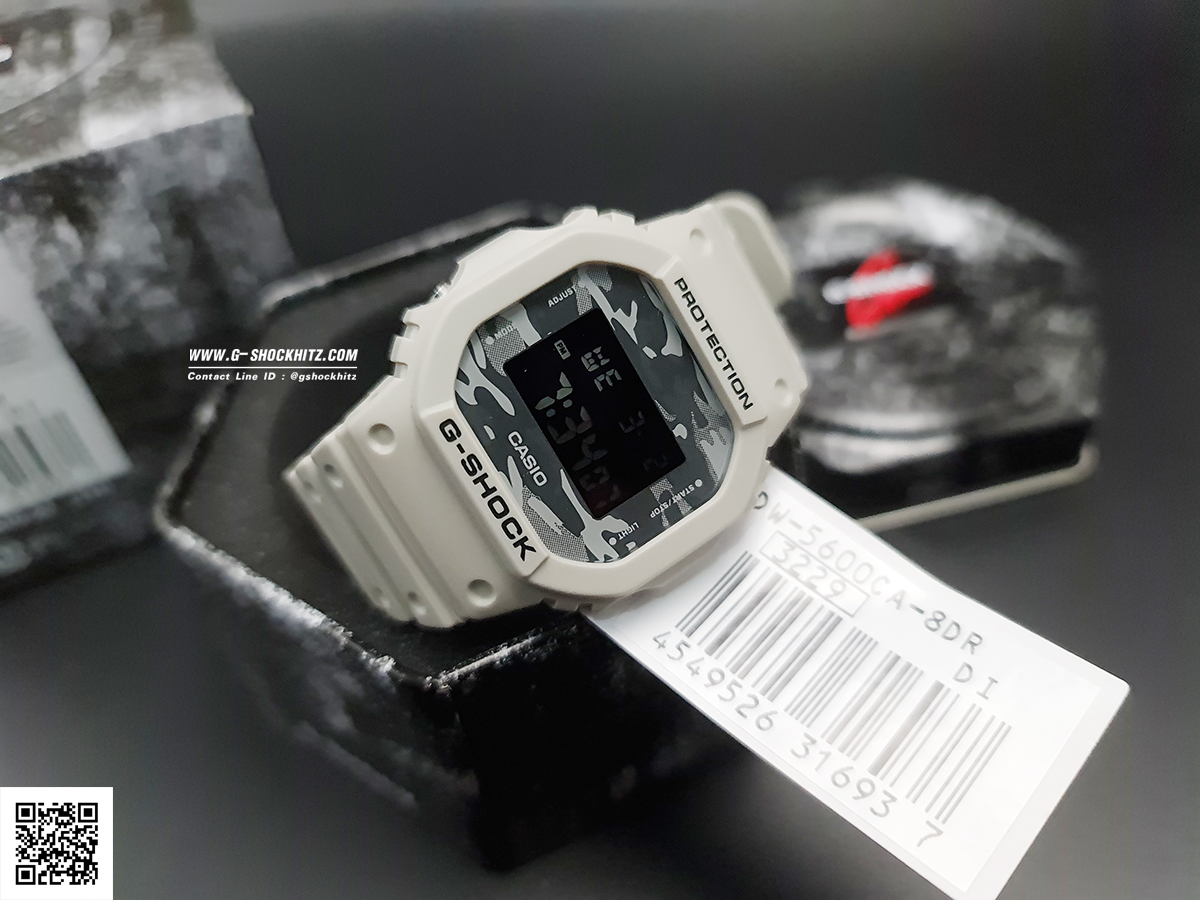 CASIO G-SHOCK นาฬิกาข้อมือ นาฬิกากันน้ำ นาฬิกาของแท้ ประกันศูนย์ CMG 1 ปี รุ่น DW-5600CA-8 นาฬิกาสีเทา