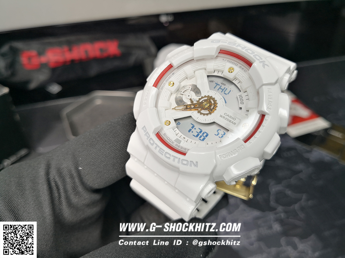 CASIO G-SHOCK นาฬิกาข้อมือ นาฬิกากันน้ำ นาฬิกาของแท้ ประกันศูนย์ CMG 1 ปี รุ่น GA-110DDR-7A นาฬิกาสีขาว