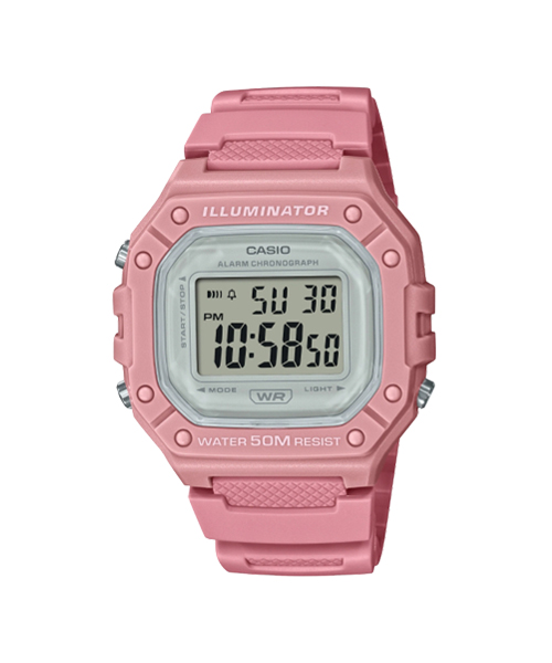CASIO MID YEAR SALE นาฬิกาคาสิโอ พร้อมส่ง นาฬิกาข้อมือ นาฬิกากันน้ำ นาฬิกาของแท้ BTS ประกันศูนย์ CMG 1 ปี รุ่น W-218HC-4A นาฬิกาสีชมพู