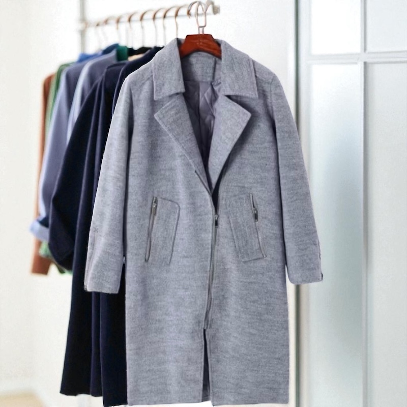 เสื้อโค้ทวูล เสื้อโค้ท โค้ทสักหลาดวูลสีเทา แบรนด์ code memo