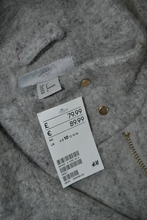 เสื้อโค้ท เสื้อกันหนาว เนื้อผ้าสักหลาด สีม่วงอ่อน แบรนด์ H&M