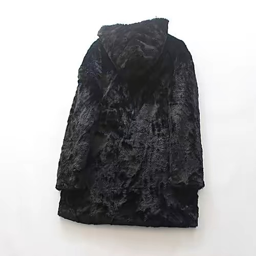 pepco เสื้อเฟอร์กันหนาว หมวกฮู้ด เสื้อขน FLUFFY Coat แบรนด์ PEPCO ดำ / เบจ