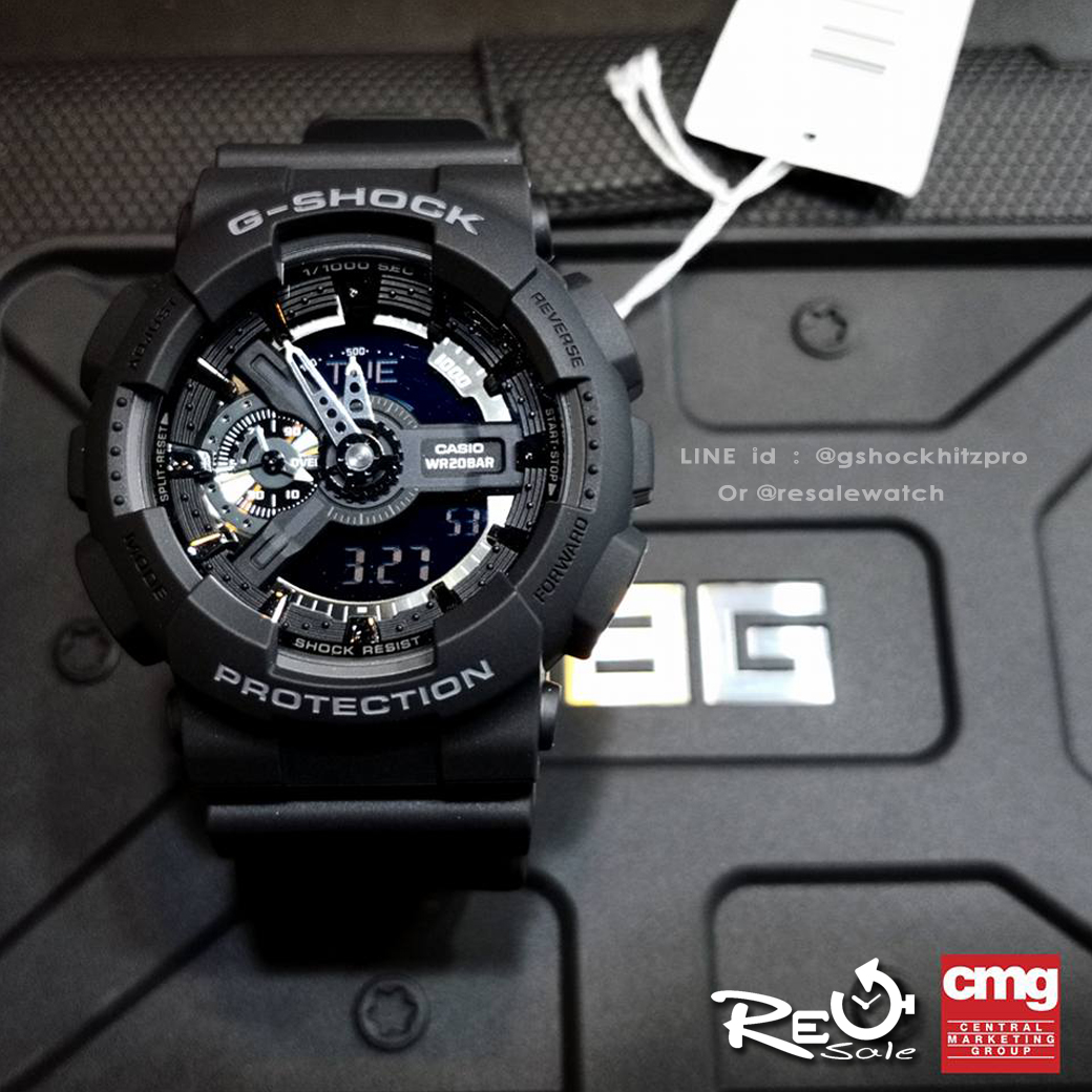 CASIO G-SHOCK นาฬิกาข้อมือ นาฬิกากันน้ำ นาฬิกาของแท้ ประกันศูนย์ CMG 1 ปี รุ่น GA-110-1B นาฬิกาสีดำ